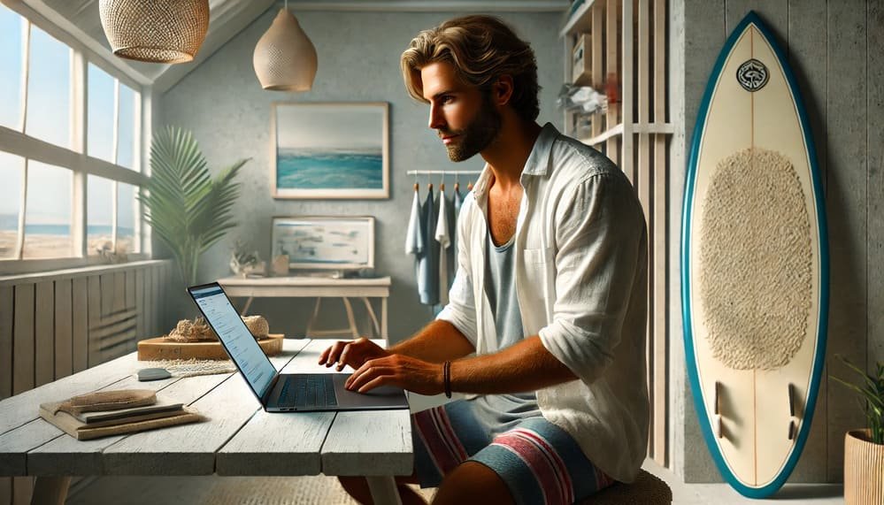 Key Features Every Surf School Website Should Have — Surfer Creating Website For Surf Business