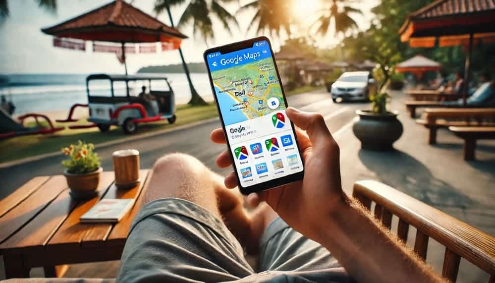 3. Google Ads: Target Guests Actively Searching for Hotels — Traveler In Bali Using Google Maps